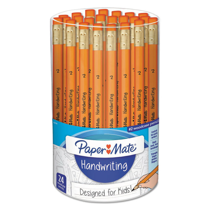 Handwriting Woodcase Pencils, HB (#2.5), Black Lead, Orange Barrel, 24/Pack