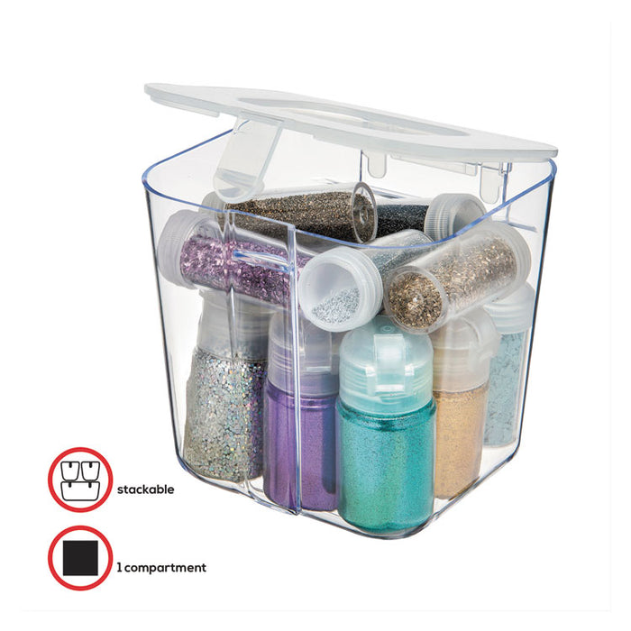 Stackable Caddy Organizer, Small, Plastic, 4.33 x 4 x 4.38, White