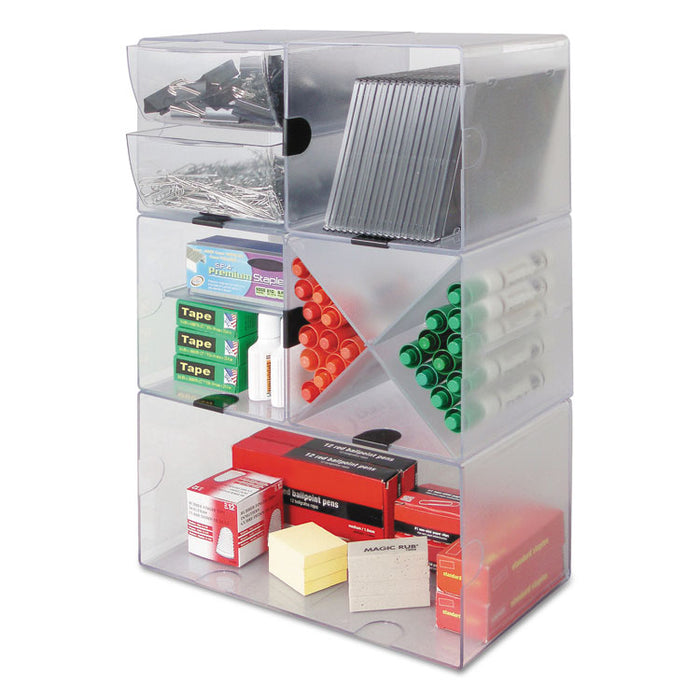 Stackable Cube Organizer, X Divider, 6 x 7 1/8 x 6, Clear