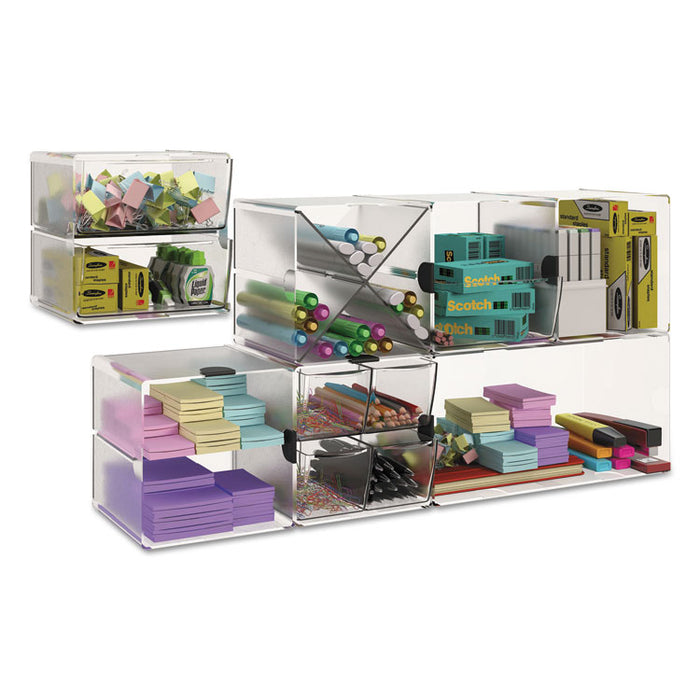 Stackable Cube Organizer, X Divider, 6 x 7 1/8 x 6, Clear