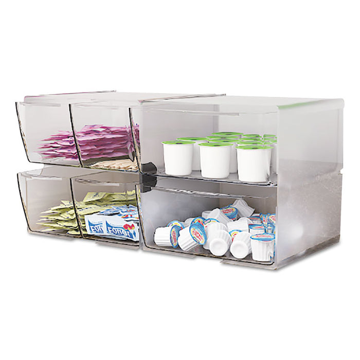 Stackable Cube Organizer, 2 Compartments, 2 Drawers, Plastic, 6 x 7.2 x 6, Clear