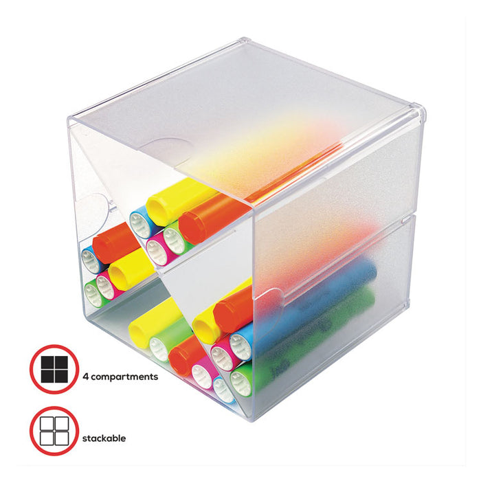 Stackable Cube Organizer, X Divider, 6 x 7 1/8 x 6, Clear