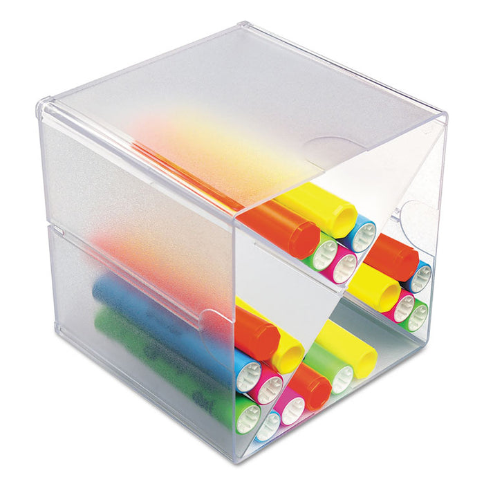 Stackable Cube Organizer, X Divider, 6 x 7 1/8 x 6, Clear