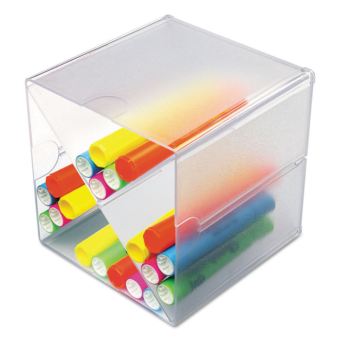 Stackable Cube Organizer, X Divider, 6 x 7 1/8 x 6, Clear