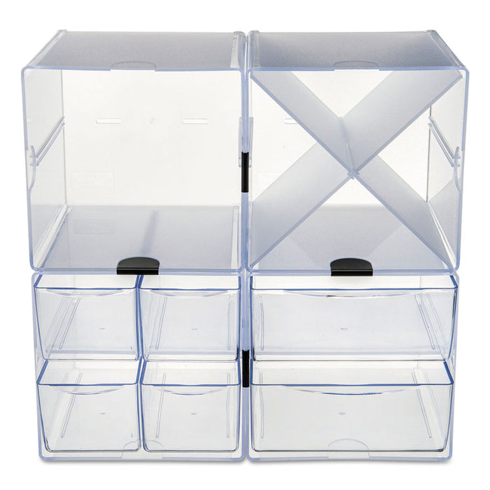 Stackable Cube Organizer, X Divider, 6 x 7 1/8 x 6, Clear