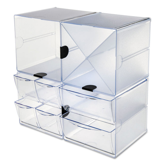 Stackable Cube Organizer, 1 Compartment, 6 x 6 x 6, Plastic, Clear