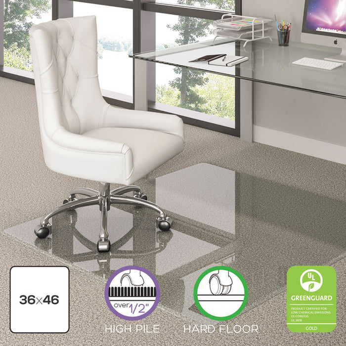 Premium Glass All Day Use Chair Mat - All Floor Types, 36 x 46, Rectangular, Clear