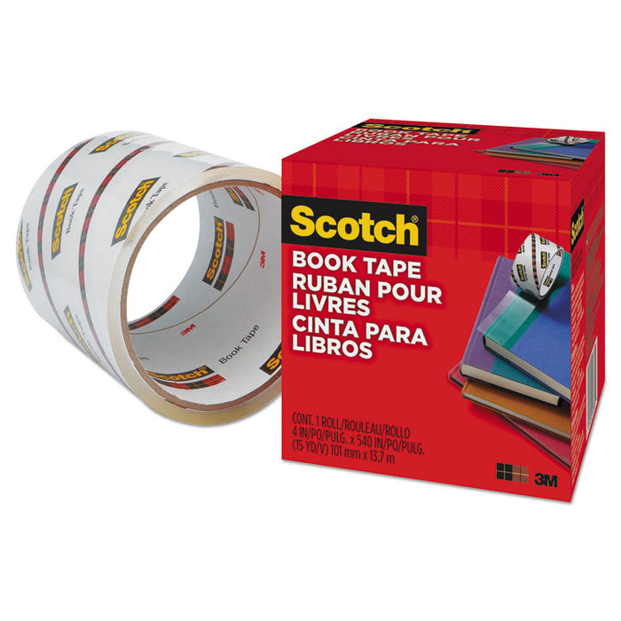 Book Tape, 3" Core, 4" x 15 yds, Clear
