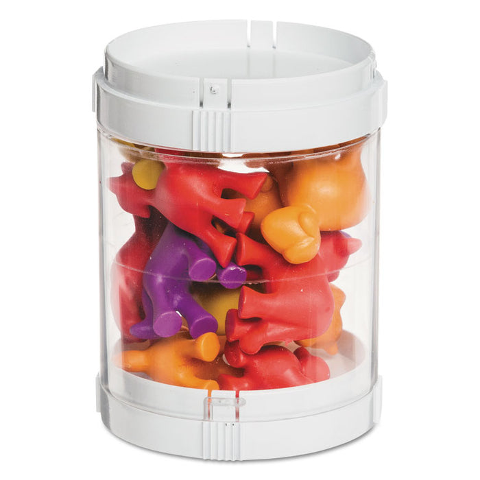 Interlocking Stacking 1-Bin Organizer, 2 Lids/Bases, 3 dia x 3 9/10, White/Clear