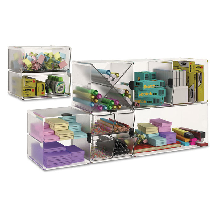 Stackable Cube Organizer, 1 Compartment, 6 x 6 x 6, Plastic, Clear