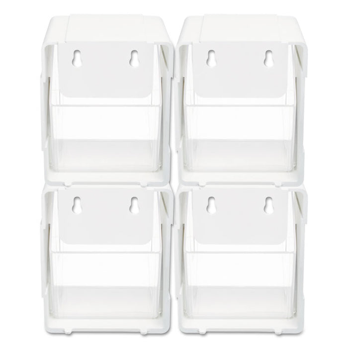 Tilt Bin Interlocking 4-Bin Organizer, Plastic, 4.63 x 4.88 x 5.5, White/Clear