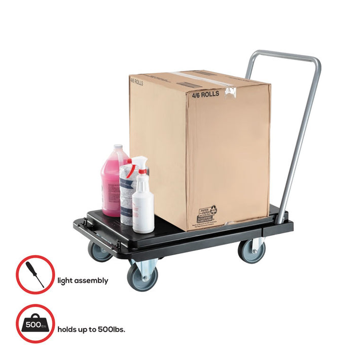 Heavy-Duty Platform Cart, 500 lb Capacity, 21 x 32.5 x 37.5, Black
