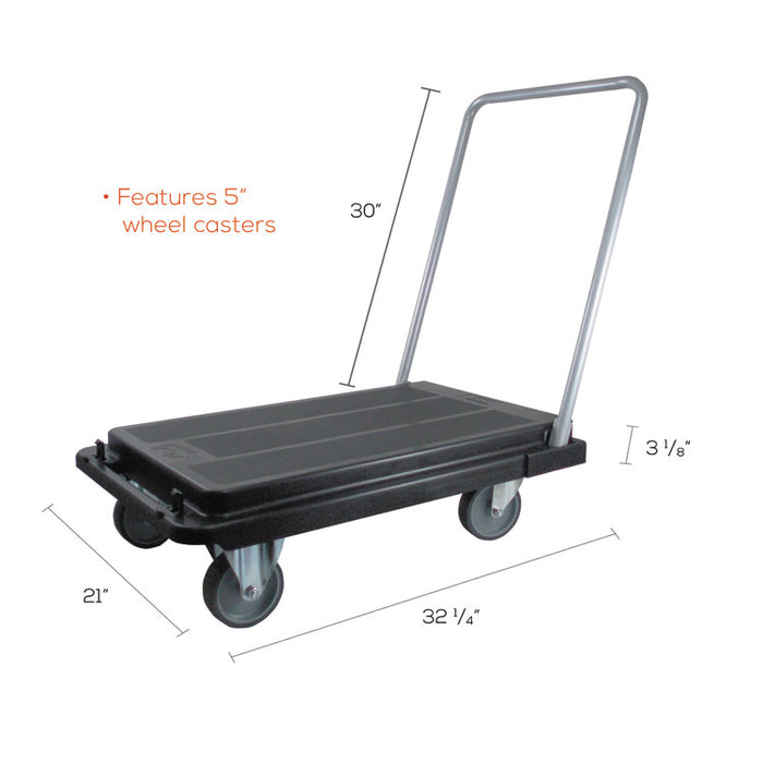 Heavy-Duty Platform Cart, 500 lb Capacity, 21 x 32.5 x 37.5, Black