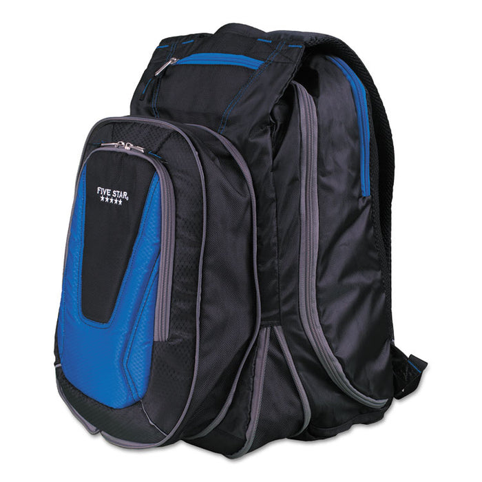 Expandable Backpack, 14" x 8" x 19", Blue/Black