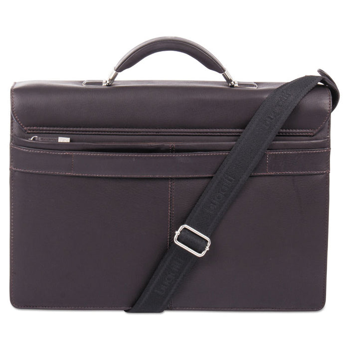 Sartoria Medium Briefcase, 16.5" x 5" x 12", Leather, Black