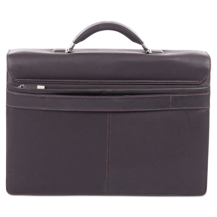 Sartoria Medium Briefcase, 16.5" x 5" x 12", Leather, Black