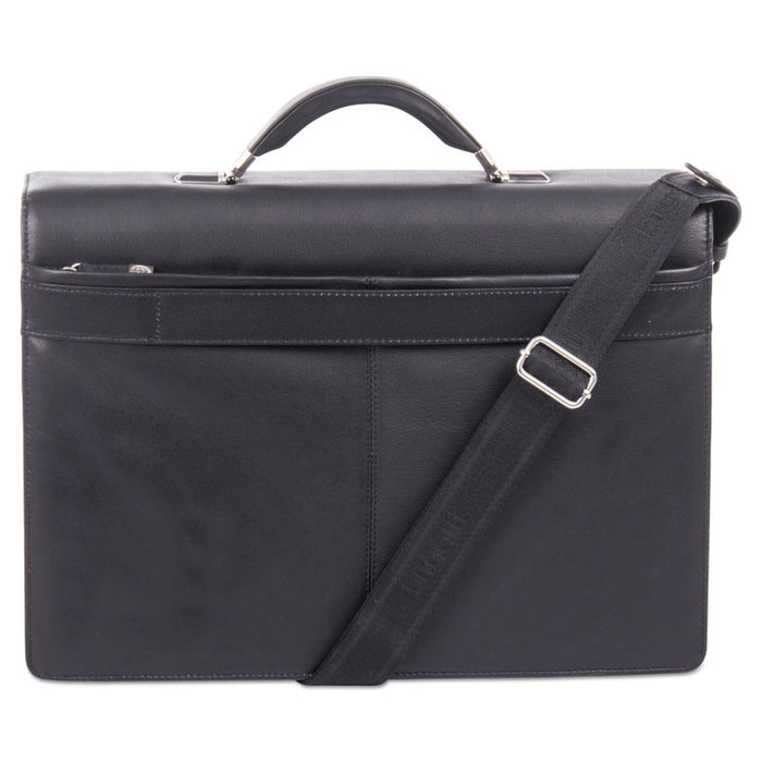 Sartoria Medium Briefcase, 16.5" x 5" x 12", Leather, Black