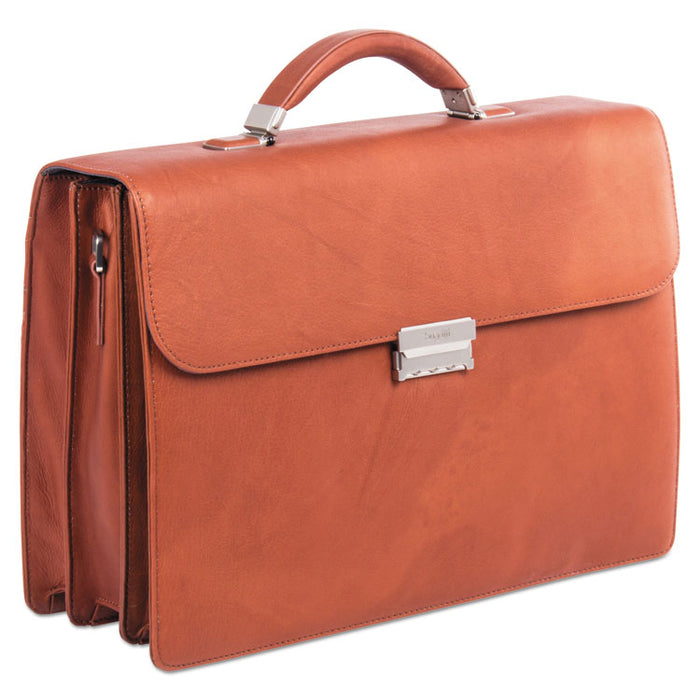 Sartoria Medium Briefcase, 16.5" x 5" x 12", Leather, Cognac