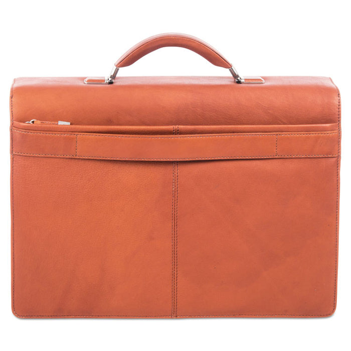 Sartoria Medium Briefcase, 16.5" x 5" x 12", Leather, Cognac