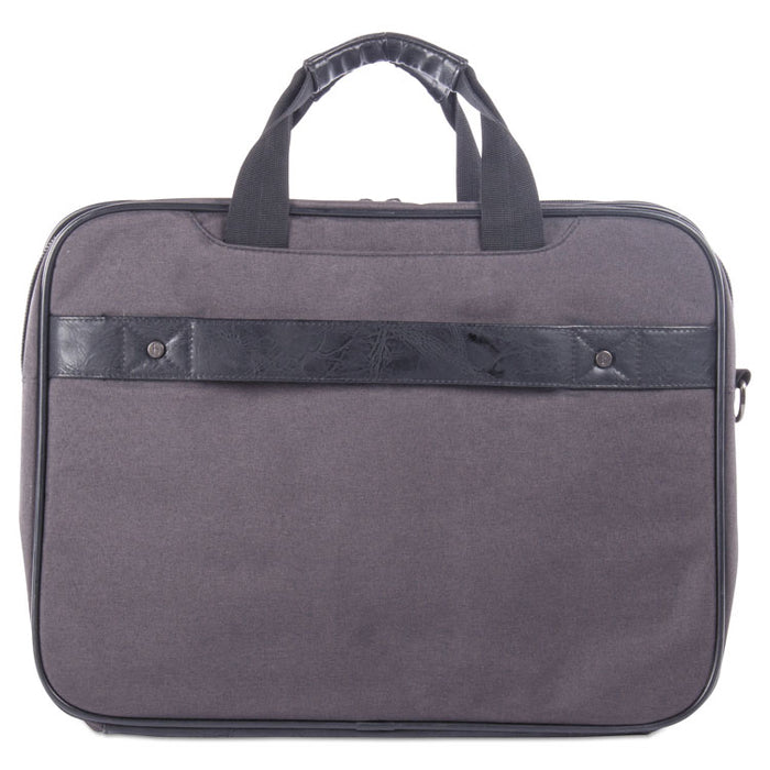 Harry Executive Briefcase, 16.5" x 4.75" x 12.5", Nylon/Synthetic Leather, Gray