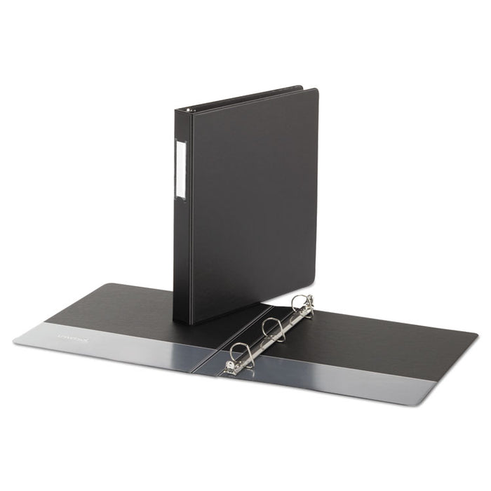 Deluxe Non-View D-Ring Binder with Label Holder, 3 Rings, 1" Capacity, 11 x 8.5, Black