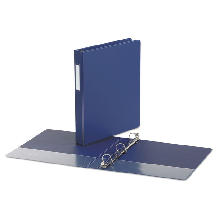 Deluxe Non-View D-Ring Binder with Label Holder, 3 Rings, 1" Capacity, 11 x 8.5, Royal Blue