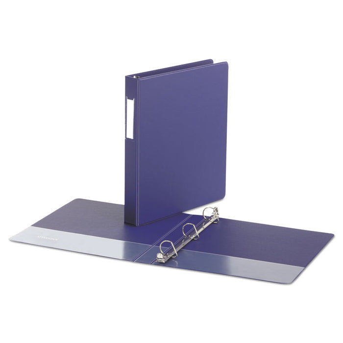 Deluxe Non-View D-Ring Binder with Label Holder, 3 Rings, 1" Capacity, 11 x 8.5, Navy Blue