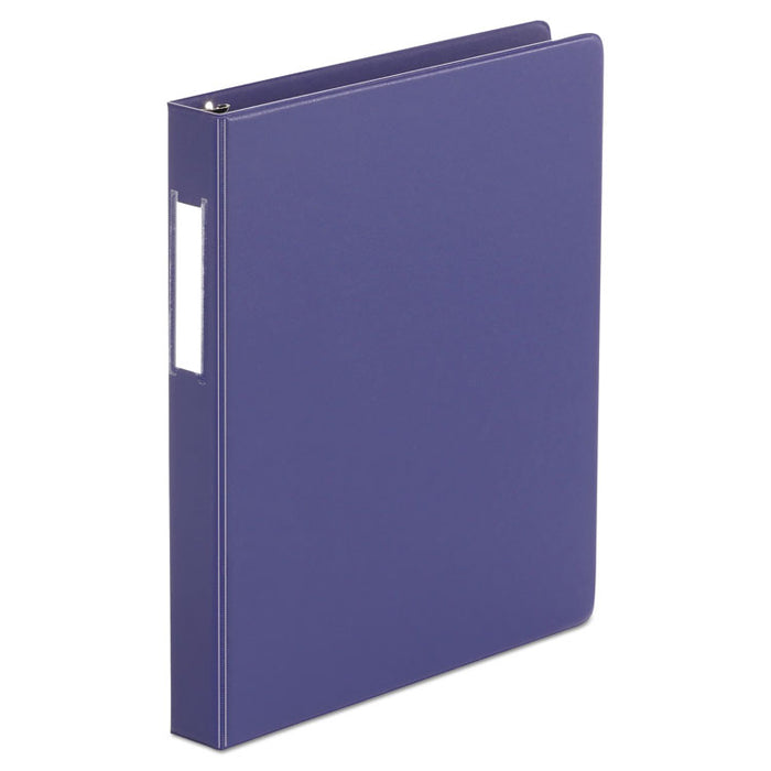 Deluxe Non-View D-Ring Binder with Label Holder, 3 Rings, 1" Capacity, 11 x 8.5, Navy Blue