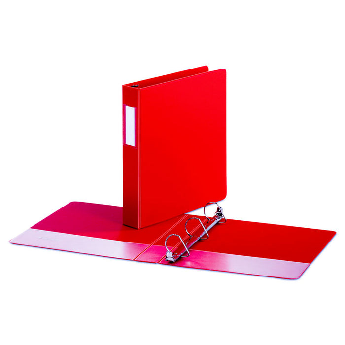 Deluxe Non-View D-Ring Binder with Label Holder, 3 Rings, 1.5" Capacity, 11 x 8.5, Red