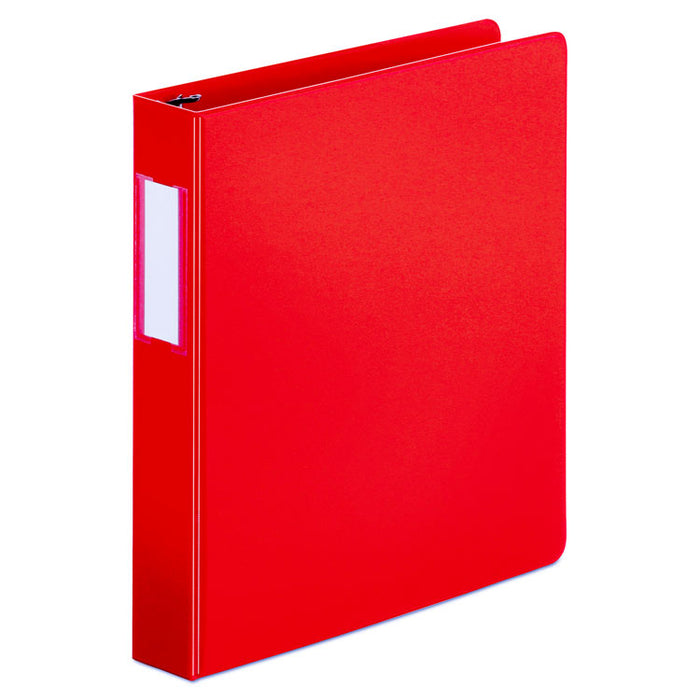 Deluxe Non-View D-Ring Binder with Label Holder, 3 Rings, 1.5" Capacity, 11 x 8.5, Red