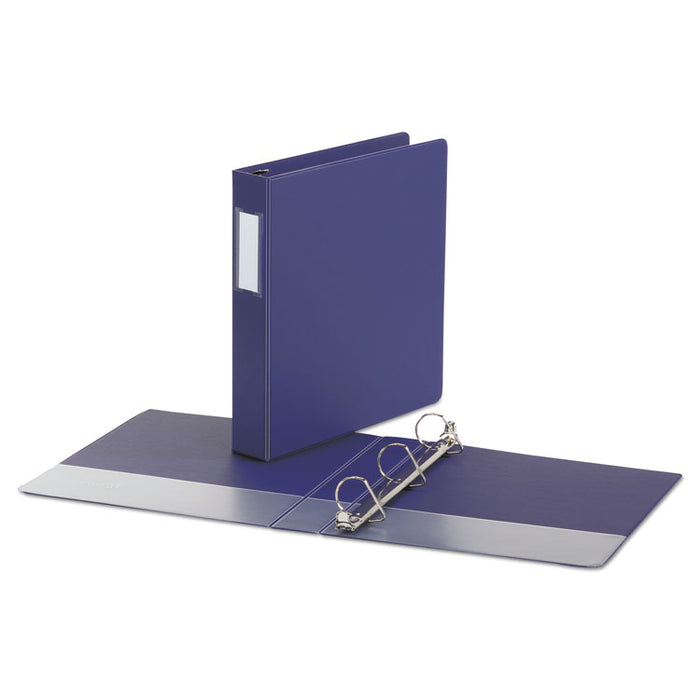 Deluxe Non-View D-Ring Binder with Label Holder, 3 Rings, 1.5" Capacity, 11 x 8.5, Navy Blue