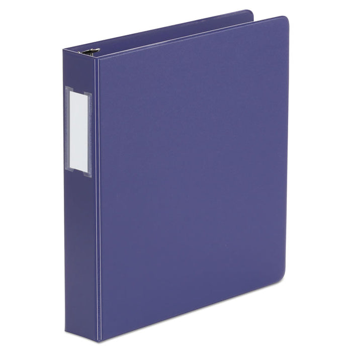 Deluxe Non-View D-Ring Binder with Label Holder, 3 Rings, 1.5" Capacity, 11 x 8.5, Navy Blue