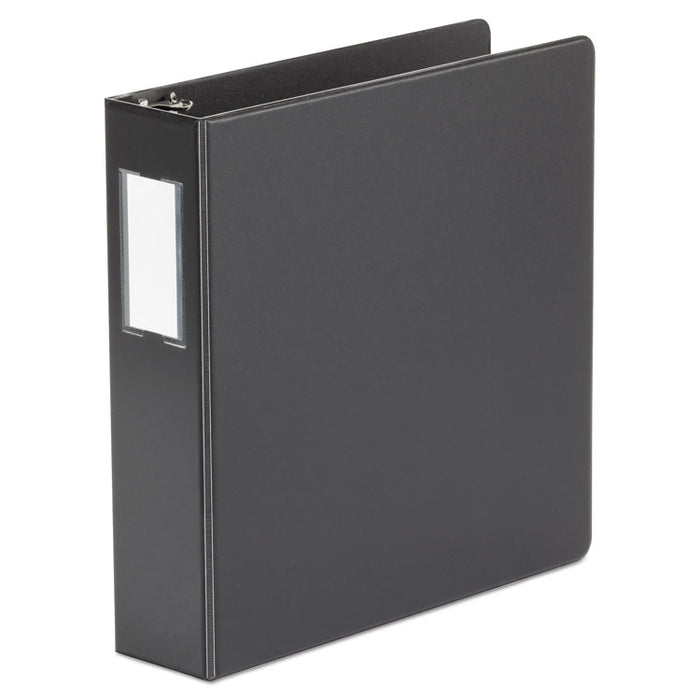 Deluxe Non-View D-Ring Binder with Label Holder, 3 Rings, 2" Capacity, 11 x 8.5, Black