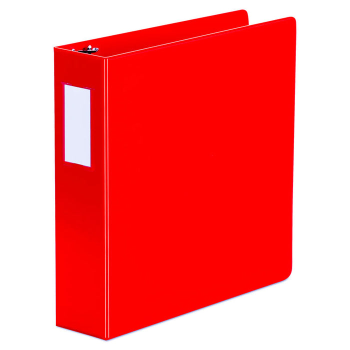 Deluxe Non-View D-Ring Binder with Label Holder, 3 Rings, 2" Capacity, 11 x 8.5, Red
