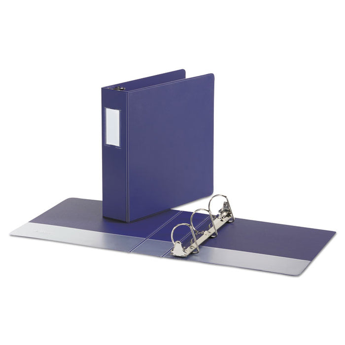 Deluxe Non-View D-Ring Binder with Label Holder, 3 Rings, 2" Capacity, 11 x 8.5, Navy Blue