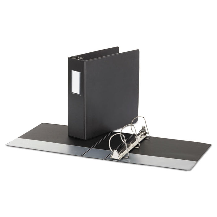 Deluxe Non-View D-Ring Binder with Label Holder, 3 Rings, 3" Capacity, 11 x 8.5, Black