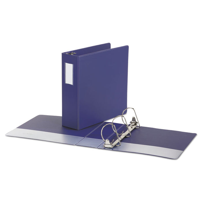 Deluxe Non-View D-Ring Binder with Label Holder, 3 Rings, 3" Capacity, 11 x 8.5, Navy Blue