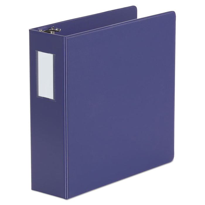 Deluxe Non-View D-Ring Binder with Label Holder, 3 Rings, 3" Capacity, 11 x 8.5, Navy Blue