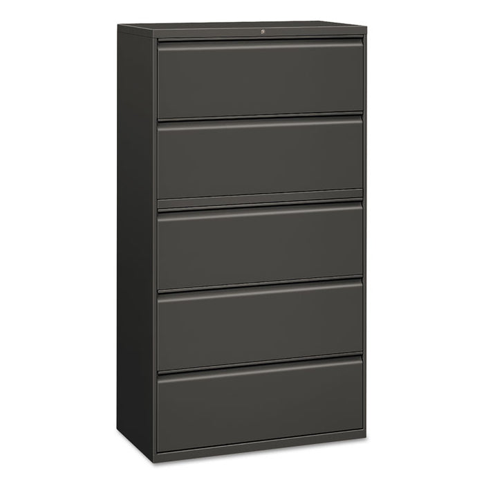 Five-Drawer Lateral File Cabinet, 36w x 18d x 64.25h, Charcoal