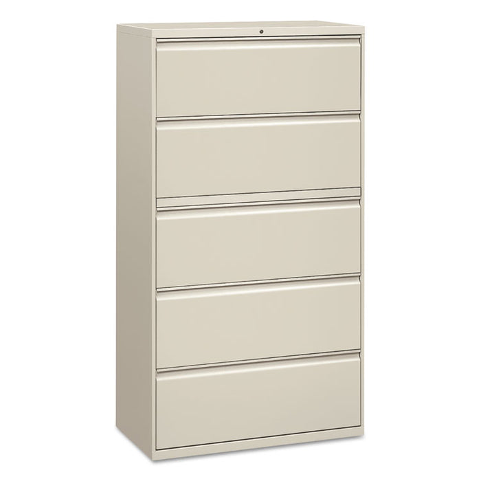 Five-Drawer Lateral File Cabinet, 36w x 18d x 64.25h, Light Gray