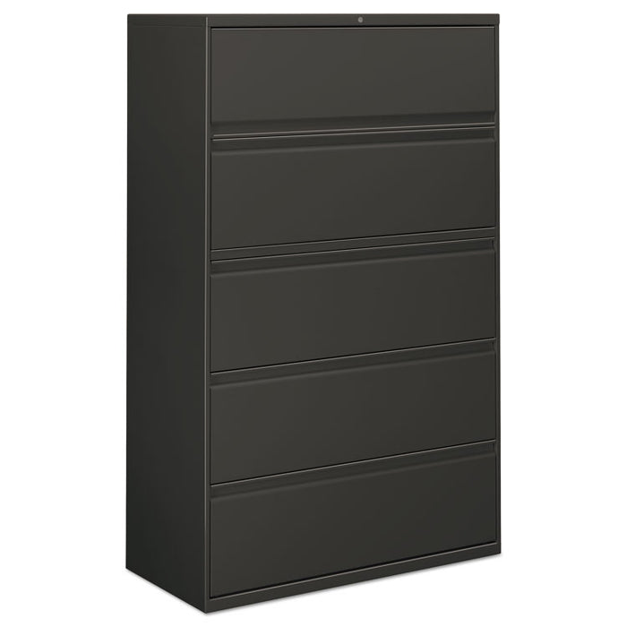 Five-Drawer Lateral File Cabinet, 42w x 18d x 64.25h, Charcoal