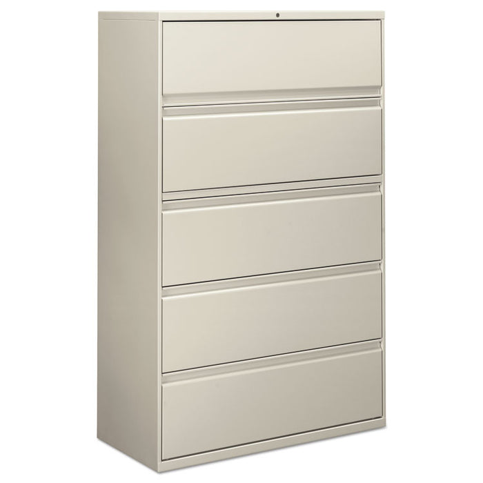 Five-Drawer Lateral File Cabinet, 42w x 18d x 64.25h, Light Gray