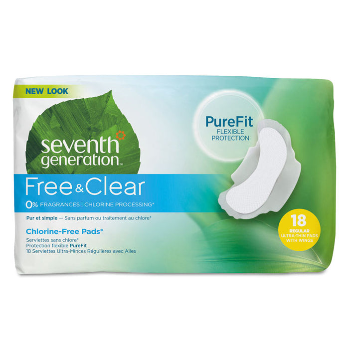 Chlorine-Free Ultra Thin Pads with Wings, Regular, 18/Pack