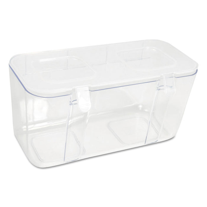 Stackable Caddy Organizer with S, M and L Containers, Plastic, 10.5 x 14 x 6.5, White Caddy/Clear Containers