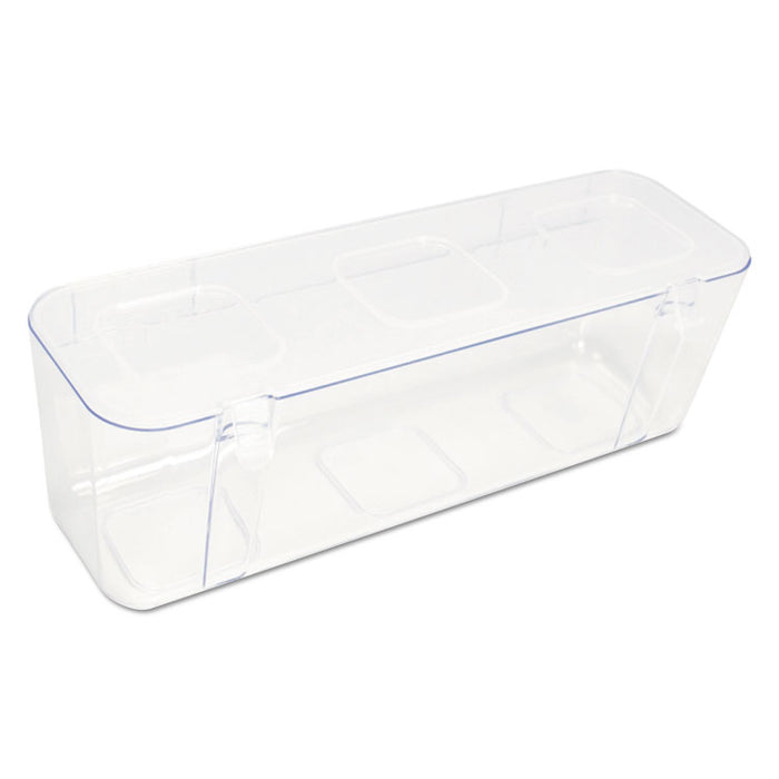 Stackable Caddy Organizer with S, M and L Containers, Plastic, 10.5 x 14 x 6.5, White Caddy/Clear Containers