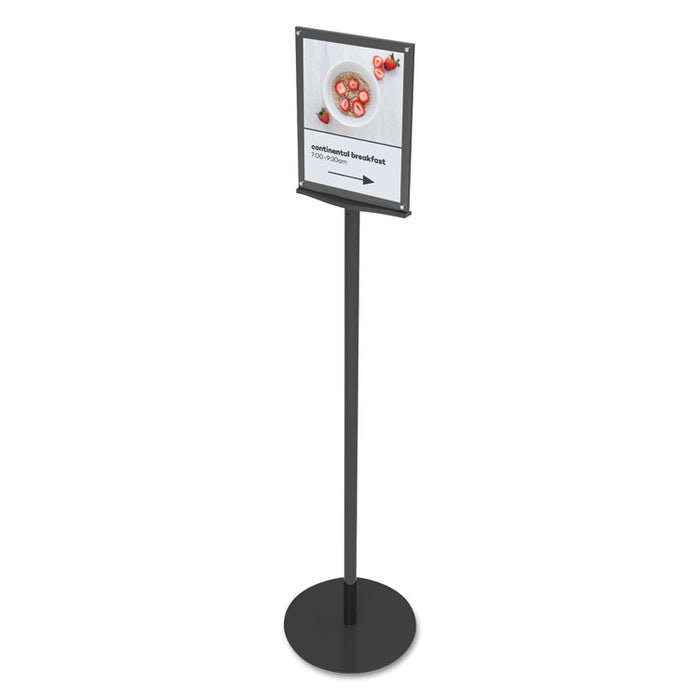 Double-Sided Magnetic Sign Display, 8.5 x 11 Insert, 56" Tall, Clear/Black