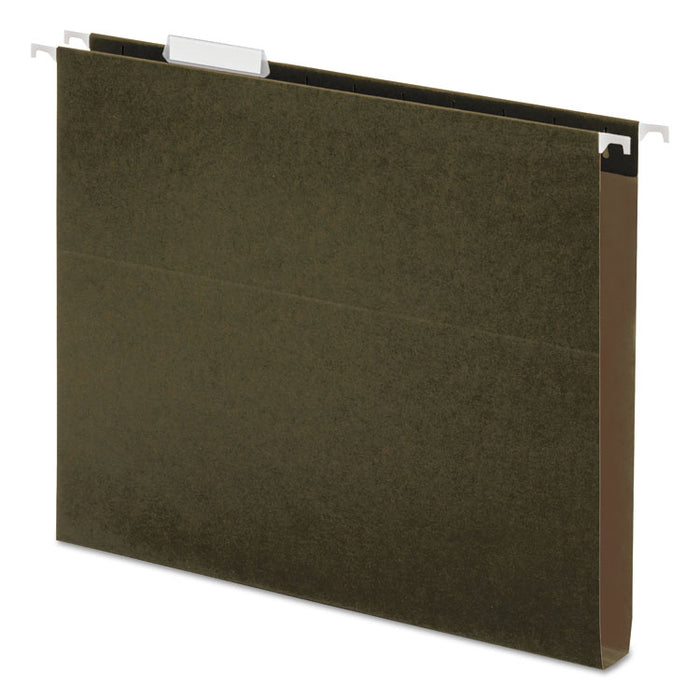 Box Bottom Hanging File Folders, Letter Size, 1/5-Cut Tab, Standard Green, 25/Box