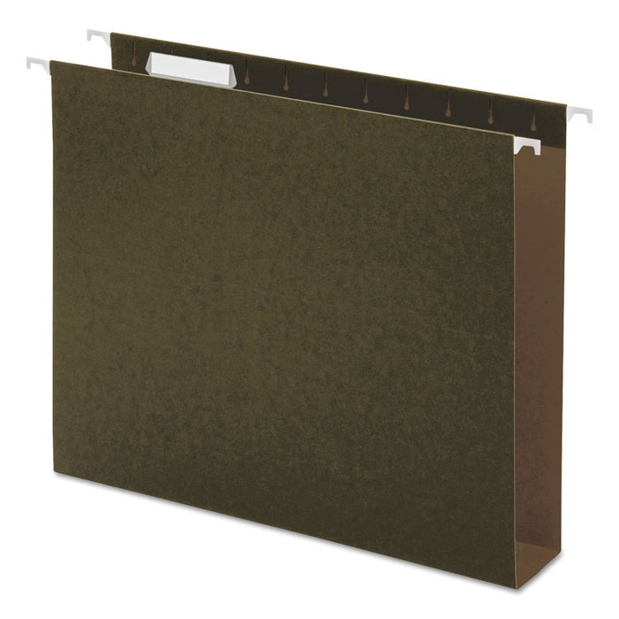 Box Bottom Hanging File Folders, 2" Capacity, Letter Size, 1/5-Cut Tabs, Standard Green, 25/Box