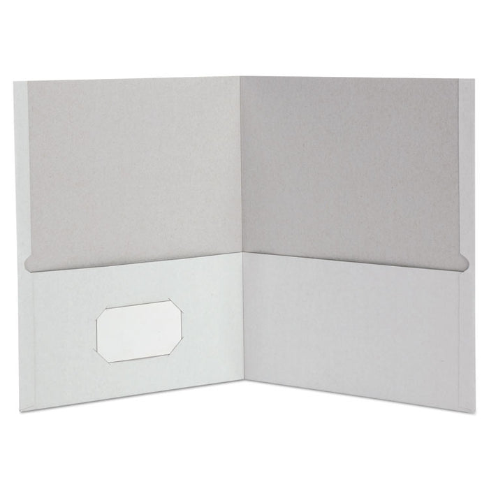 Two-Pocket Portfolio, Embossed Leather Grain Paper, 11 x 8.5, White, 25/Box