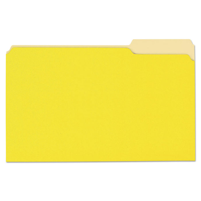 Deluxe Colored Top Tab File Folders, 1/3-Cut Tabs, Legal Size, Yellowith Light Yellow, 100/Box